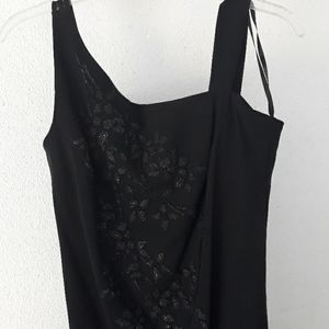 Black cocktail dress with beading on the front